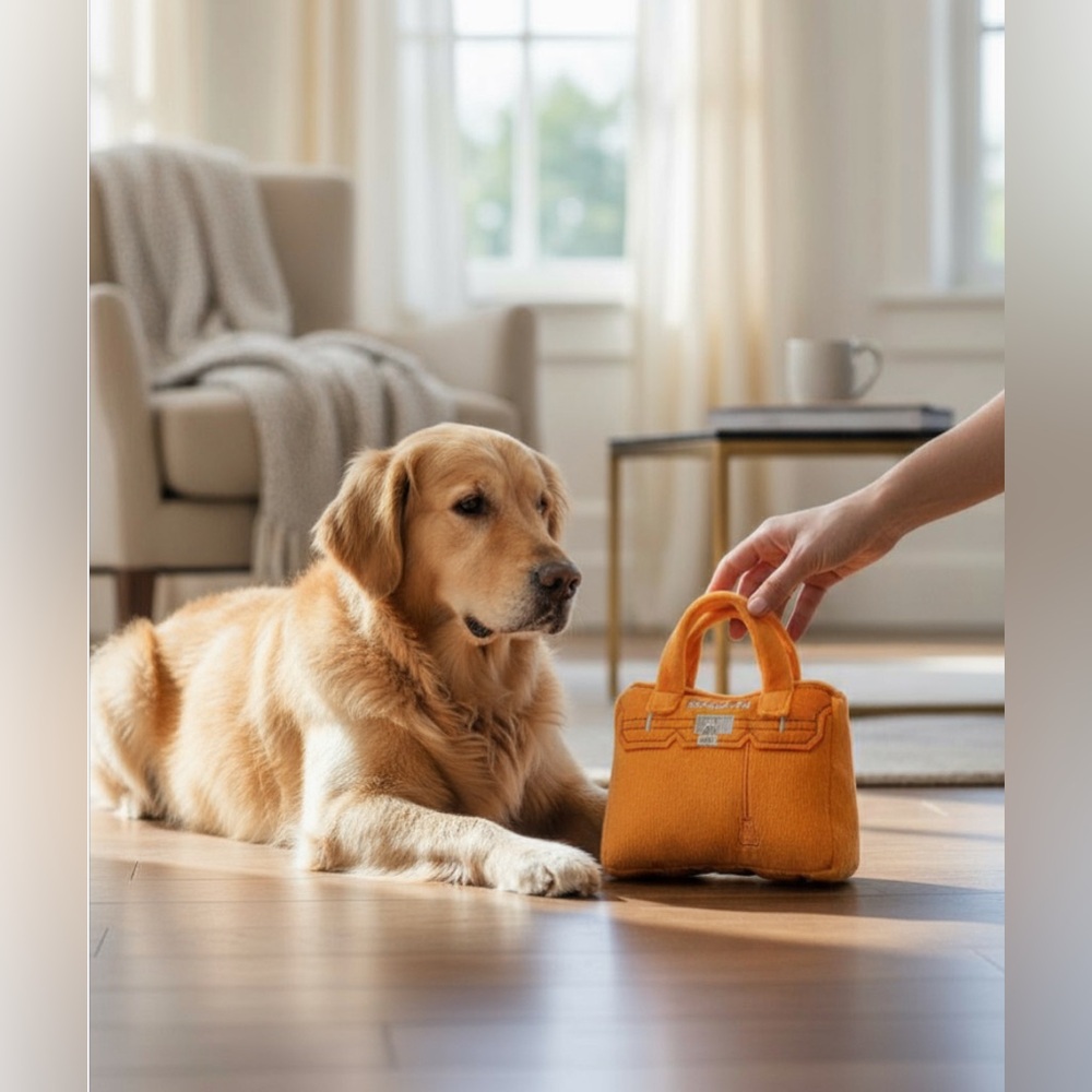 BARKIN BAG SQUEAKER DOG TOY ORANGE